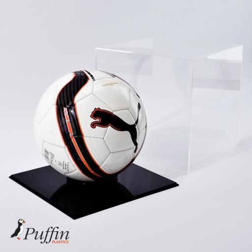 Football Display Case - Black / White Base