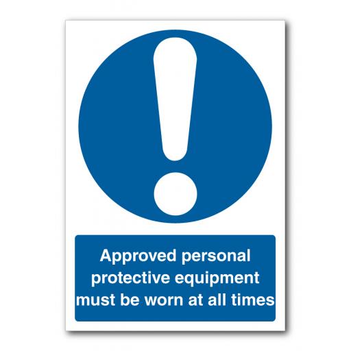 Approved Personal Protective Equipment Must Be Worn At All Times Sign