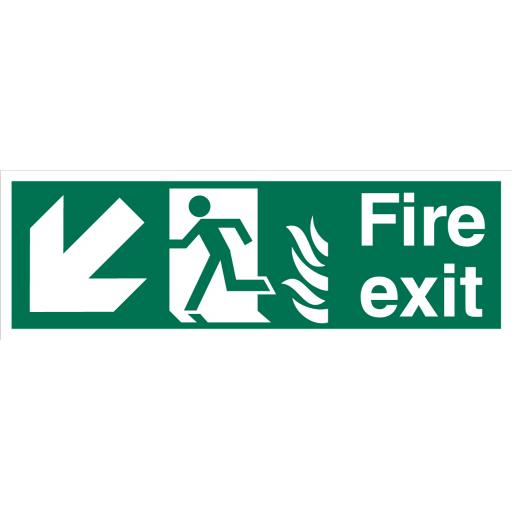 Fire Exit Down Left NHS Sign