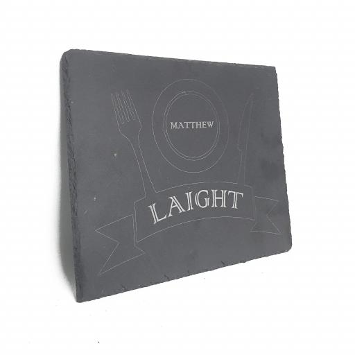 Engraved Slate Placemat - Cutlery Pattern - Set Of 4