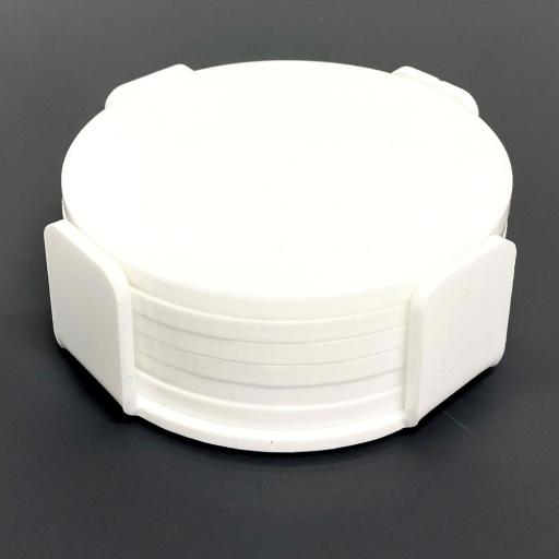 6 Pack of White Perspex® Coasters and Coaster Holder