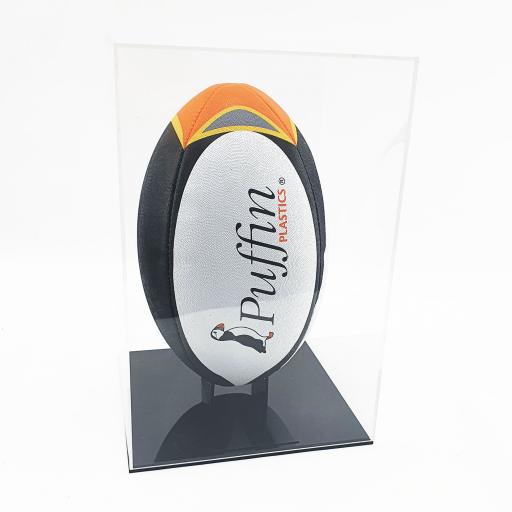 Rugby Ball Display Case Deluxe (Portrait)- With Mirror Back