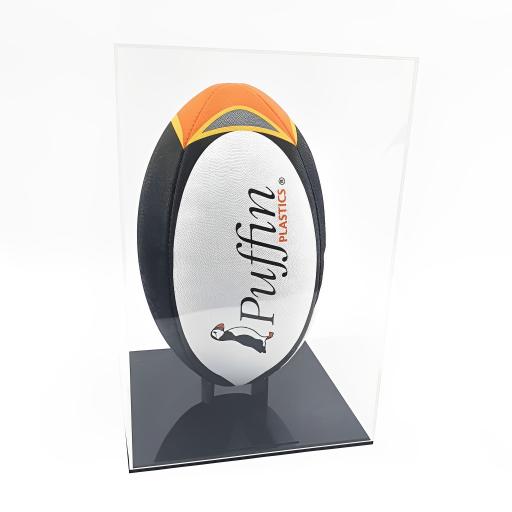 Rugby Ball Display Case Deluxe (Portrait)- With Mirror Back